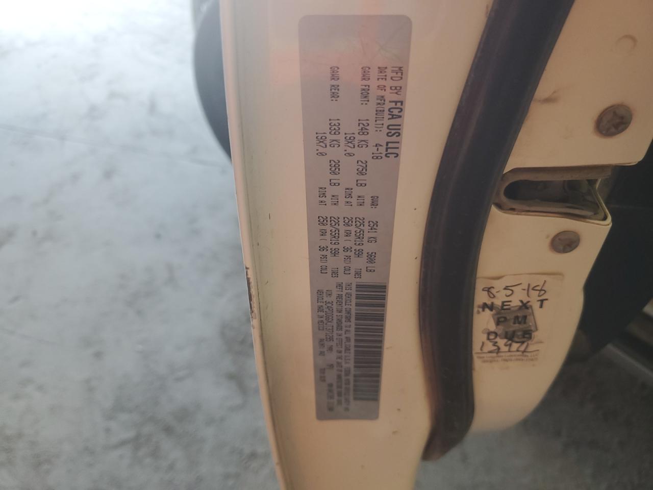 2018 Dodge Journey VIN 3C4PDDGGXJT371295 Copart auction photo, all over damage thumbnail 13