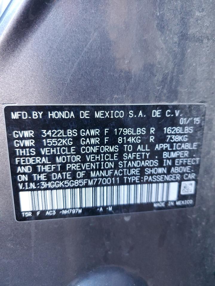 2015 Honda Fit VIN 3HGGK5G85FM770011 Copart auction photo, rear end damage thumbnail 14