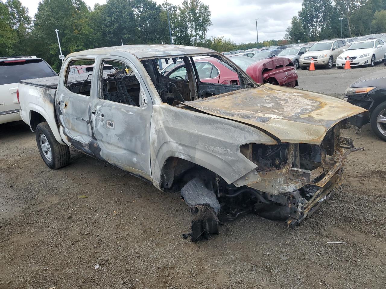 2020 Toyota Tacoma VIN 3TMCZ5AN9LM313818 Copart auction photo, burn damage thumbnail 4