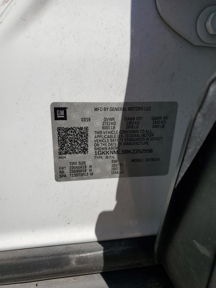 2019 GMC Acadia VIN 1GKKNMLS9KZ252556 Copart auction photo, front end damage thumbnail 13