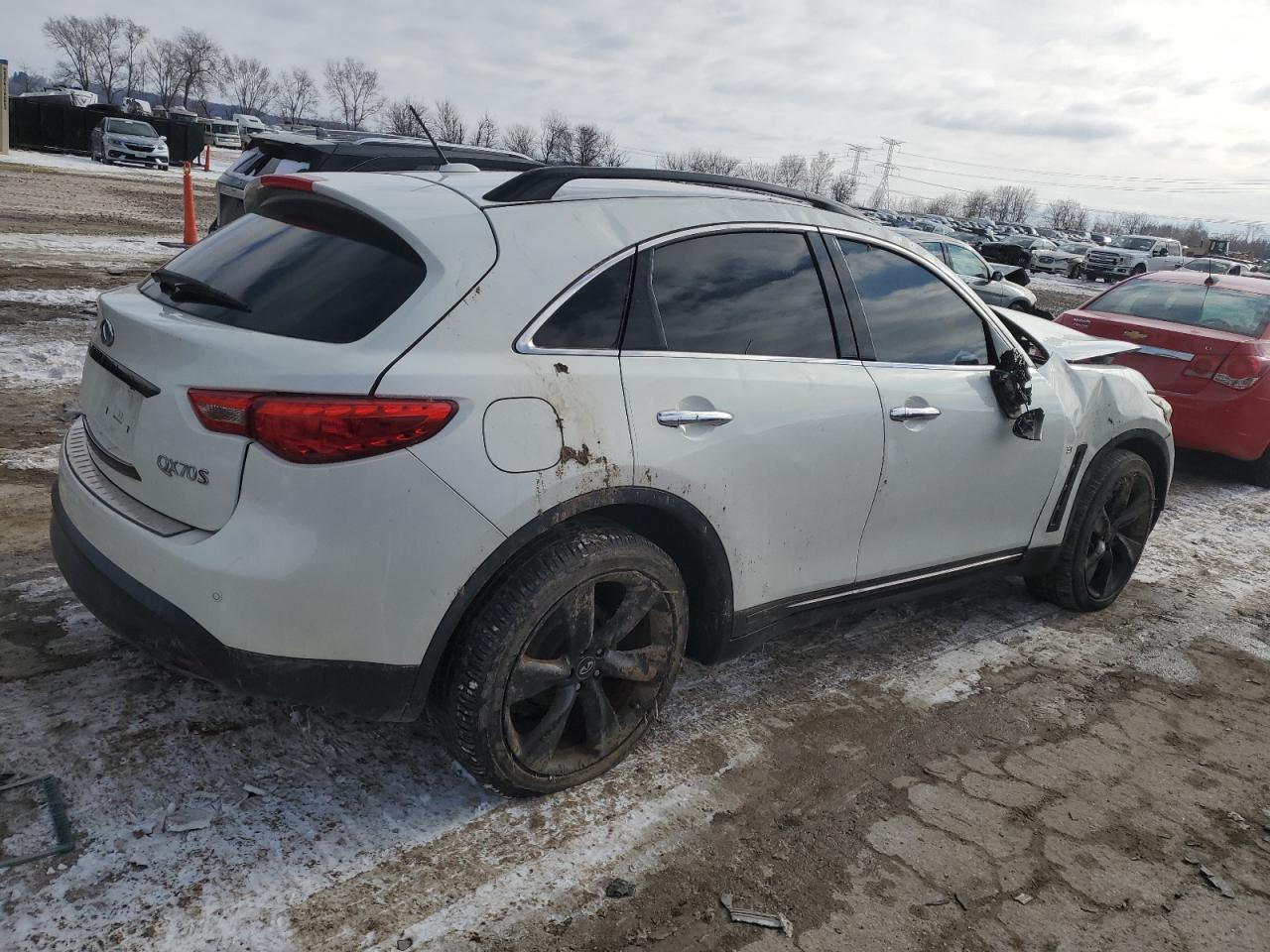 2015 Infiniti QX70 VIN JN8CS1MU9FM380925 Copart auction photo, all over damage thumbnail 3