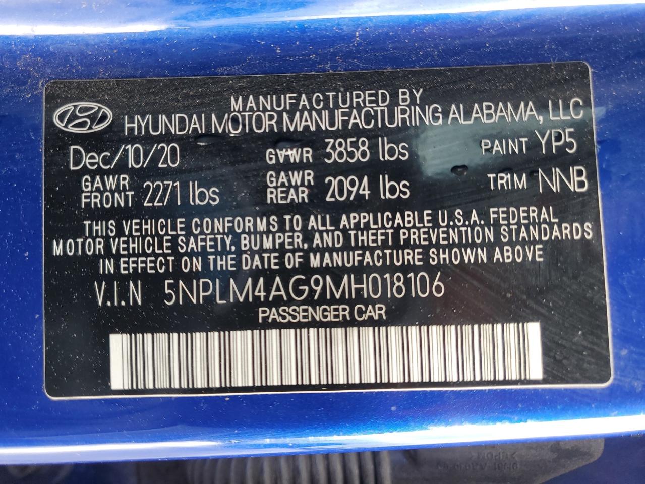 2021 Hyundai Elantra VIN 5NPLM4AG9MH018106 Copart auction photo, front end / all over damage thumbnail 15