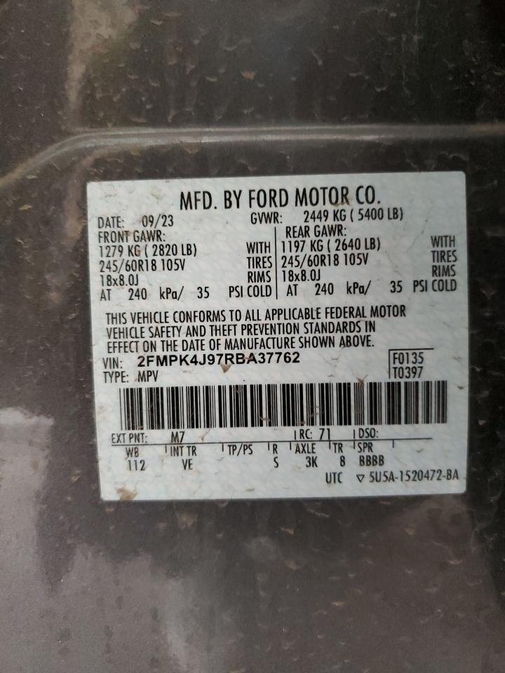 2024 Ford Edge VIN 2FMPK4J97RBA37762 Copart auction photo, side / rear end damage thumbnail 12