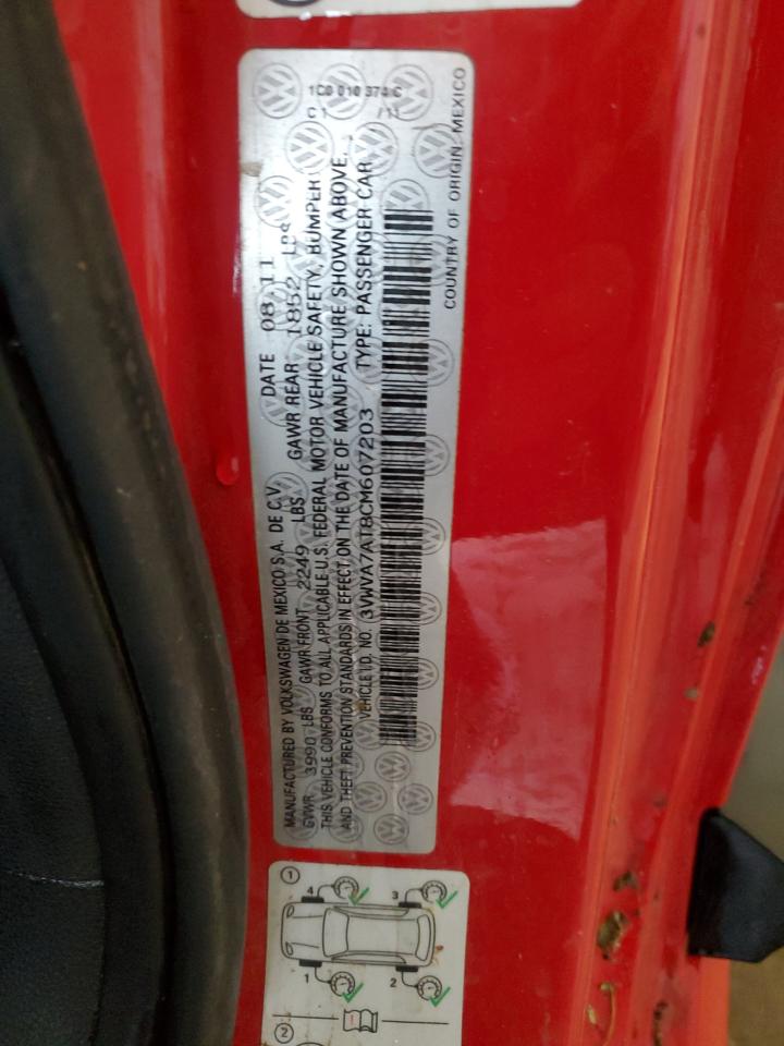 2012 Volkswagen Beetle VIN 3VWVA7AT8CM607203 Copart auction photo, front end / rear end damage thumbnail 12