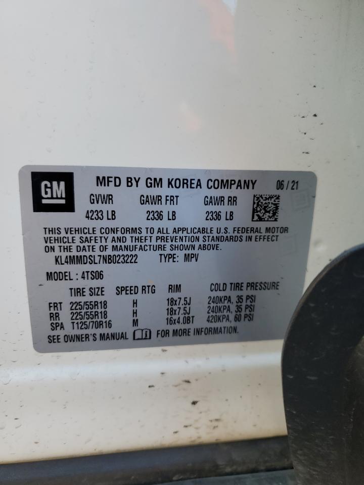 2022 Buick Encore VIN KL4MMDSL7NB023222 Copart auction photo, hail / minor dent/scratches damage thumbnail 13