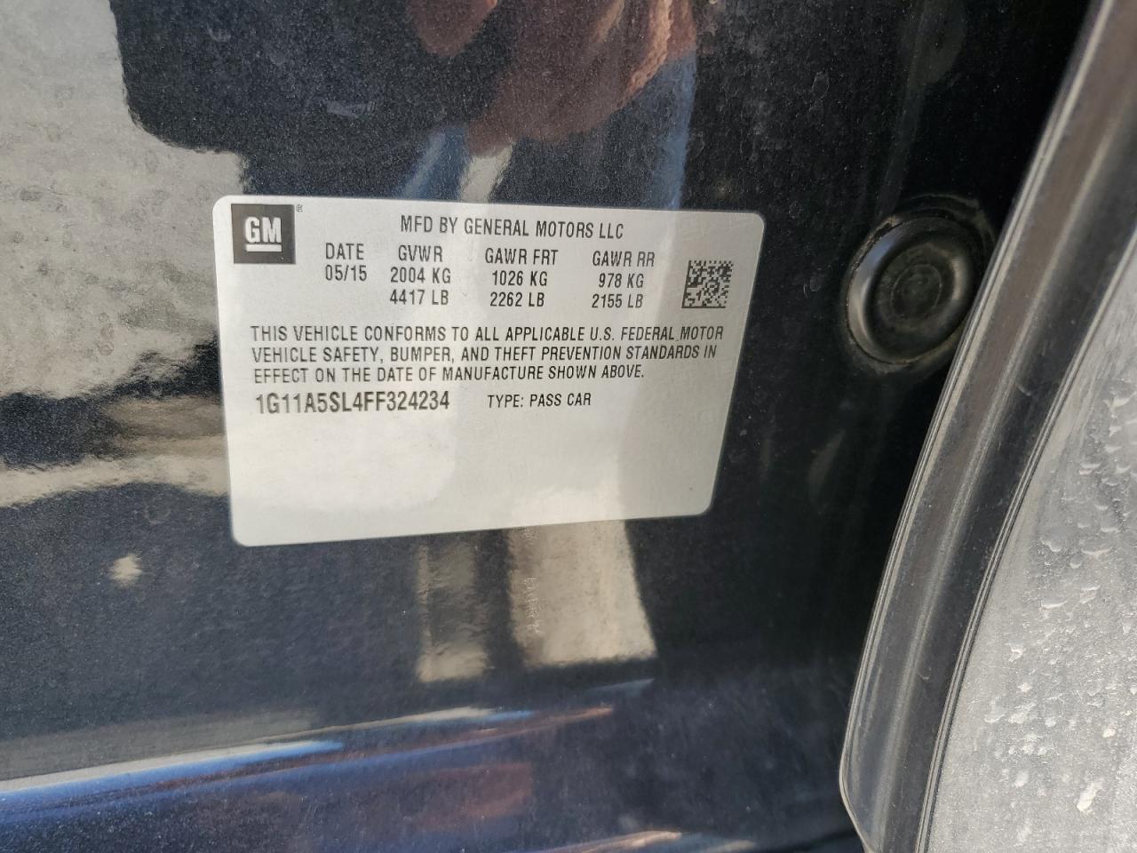 2015 Chevrolet Malibu VIN 1G11A5SL4FF324234 Copart auction photo, side / front end damage thumbnail 12