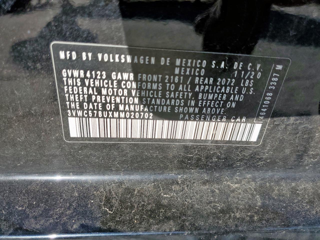 2021 Volkswagen Jetta VIN 3VWC57BUXMM020702 Copart auction photo, rear end damage thumbnail 12