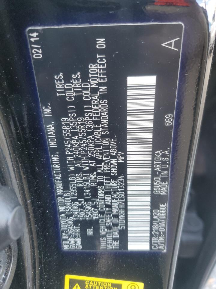 2014 Toyota Highlander VIN 5TDYKRFH7ES013234 Copart auction photo, undercarriage damage thumbnail 13