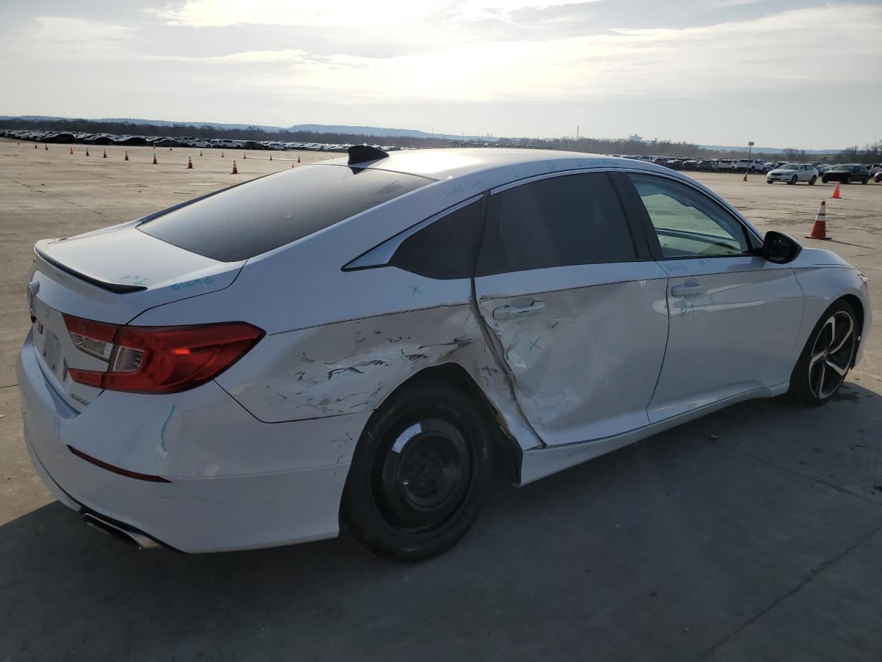 2021 Honda Accord VIN 1HGCV1F30MA095943 Copart auction photo, side / rear end damage thumbnail 3