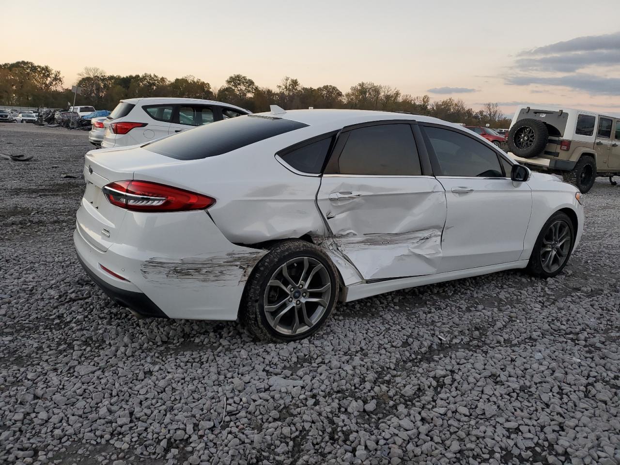 2020 Ford Fusion VIN 3FA6P0CD3LR177110 Copart auction photo, side / rear end damage thumbnail 3