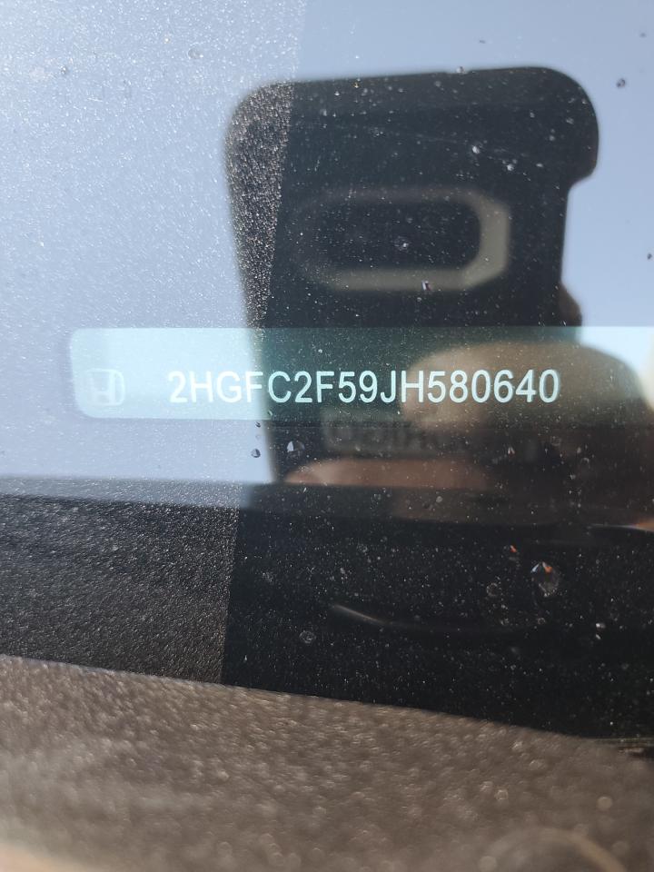 2018 Honda Civic VIN 2HGFC2F59JH580640 Copart auction photo, side damage thumbnail 12