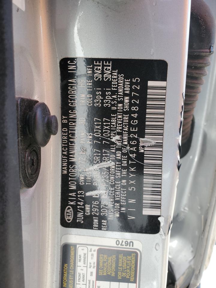 2014 KIA Sorento VIN 5XYKT4A62EG482725 Copart auction photo, all over damage thumbnail 14