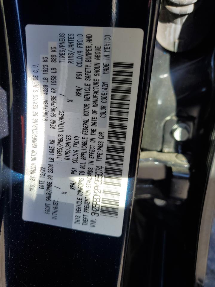 2023 Mazda 3 VIN 3MZBPBDM2PM355074 Copart auction photo, front end damage thumbnail 12