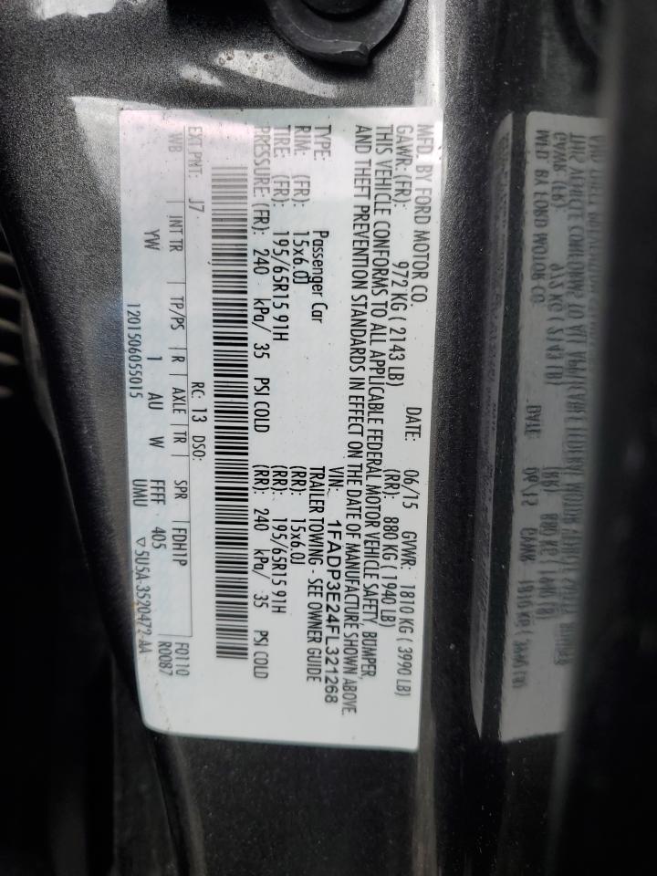 2015 Ford Focus VIN 1FADP3E24FL321268 Copart auction photo, front end / minor dent/scratches damage thumbnail 12