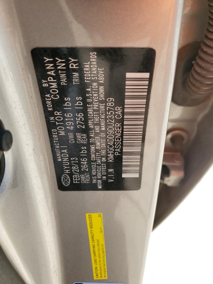 2013 Hyundai Genesis VIN KMHGC4DD9DU235789 Copart auction photo, rear end damage thumbnail 12