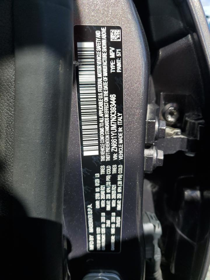 2022 Maserati Levante VIN ZN661YUM7NX393446 Copart auction photo, water/flood damage thumbnail 14