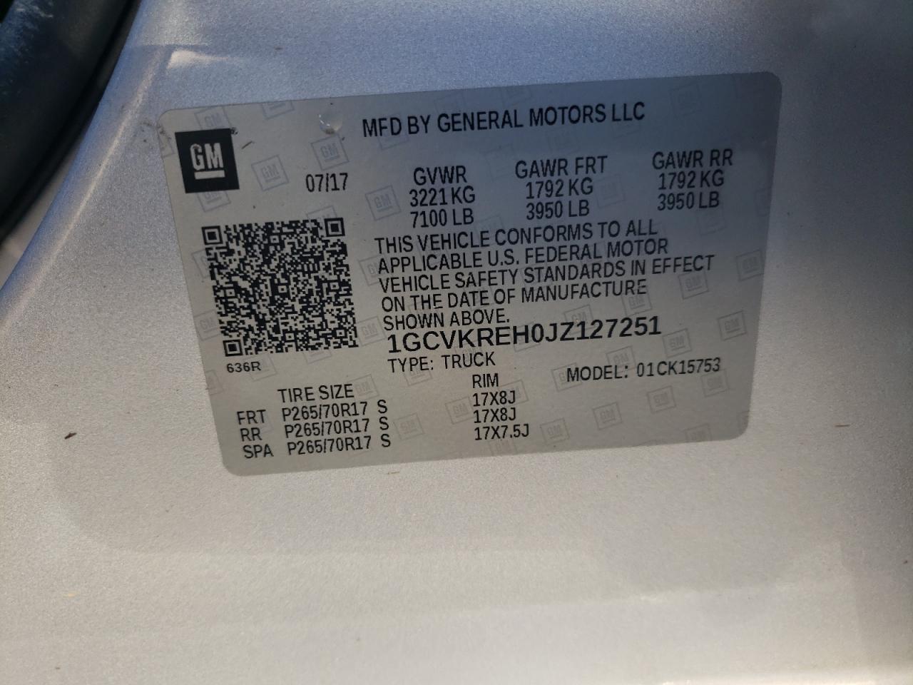 2018 Chevrolet Silverado VIN 1GCVKREH0JZ127251 Copart auction photo, water/flood damage thumbnail 13