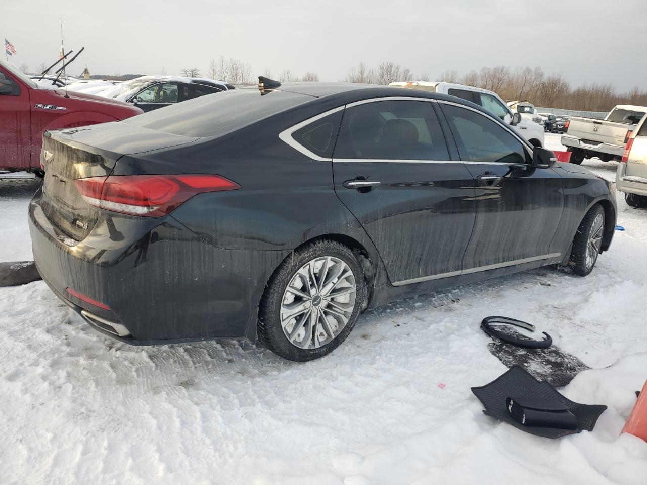 2016 Hyundai Genesis VIN KMHGN4JE6GU128453 Copart auction photo, side / front end damage thumbnail 3