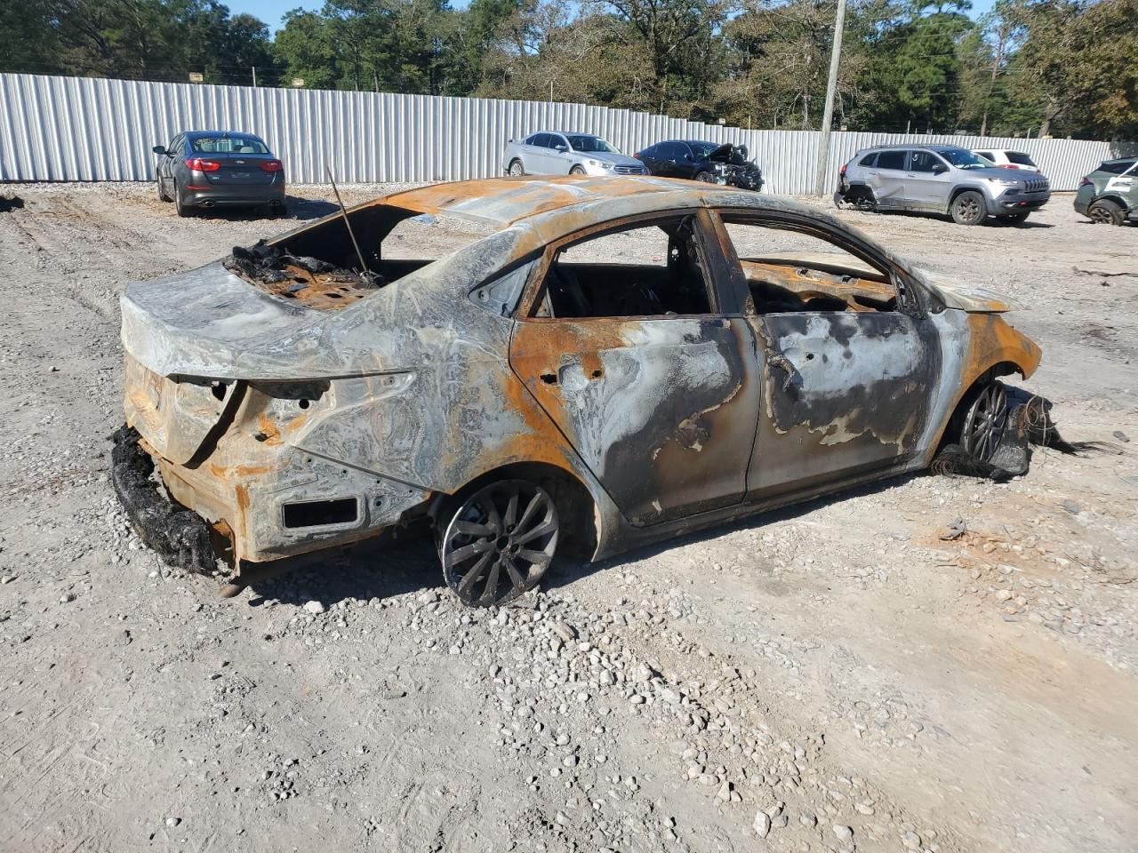 2022 Hyundai Accent VIN 3KPC24A63NE166173 Copart auction photo, burn damage thumbnail 3