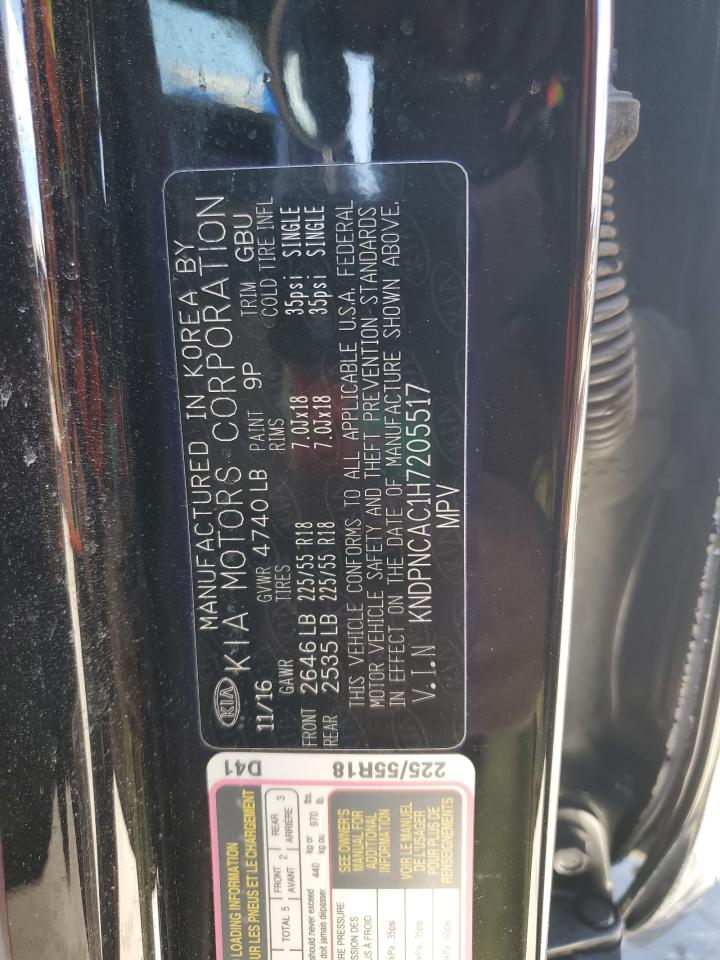 2017 KIA Sportage VIN KNDPNCAC1H7205517 Copart auction photo, side / front end damage thumbnail 13