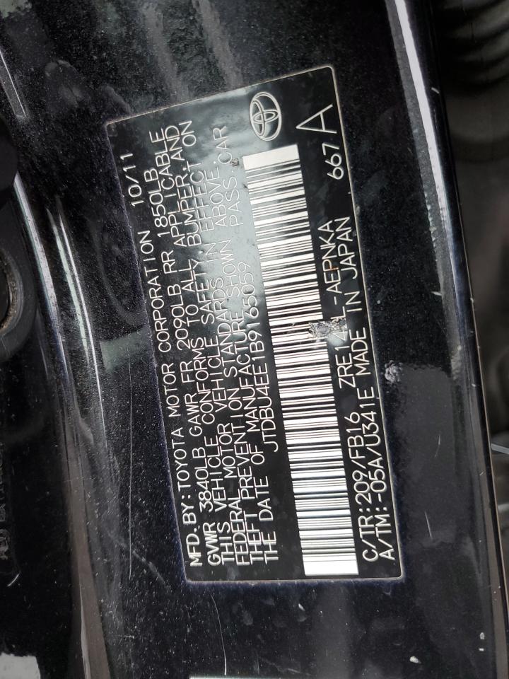 2011 Toyota Corolla VIN JTDBU4EE1B9165059 Copart auction photo, front end / all over damage thumbnail 12