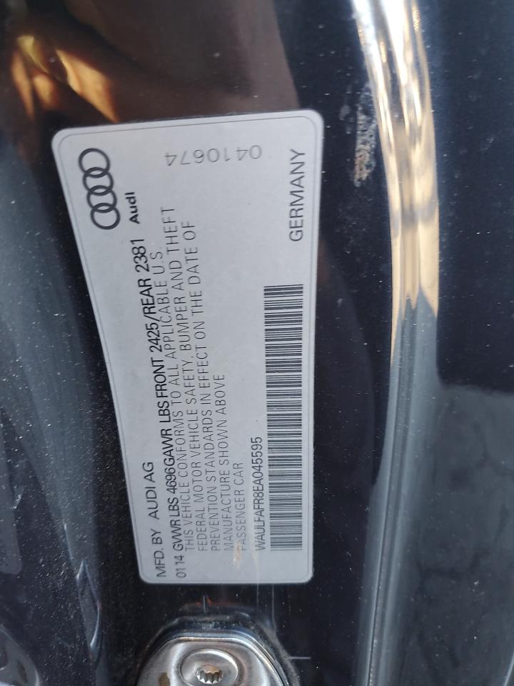 2014 Audi A5 VIN WAULFAFR8EA045595 Copart auction photo, rear end / side damage thumbnail 12
