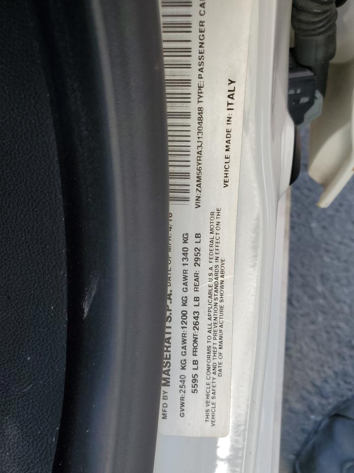 2018 Maserati Quattroporte VIN ZAM56YRA3J1304848 Copart auction photo, front end damage thumbnail 12