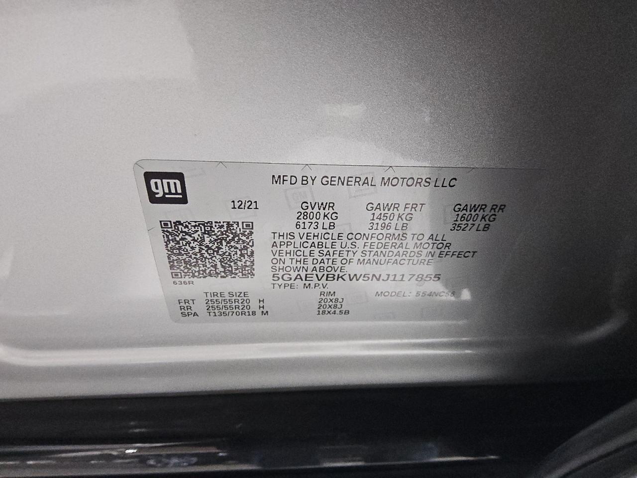 2022 Buick Enclave VIN 5GAEVBKW5NJ117855 Copart auction photo, front end damage thumbnail 14