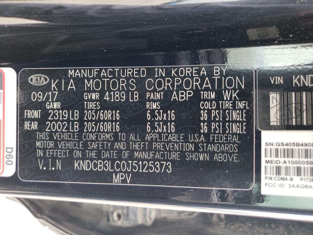 2018 KIA Niro VIN KNDCB3LC0J5125373 Copart auction photo, front end damage thumbnail 12