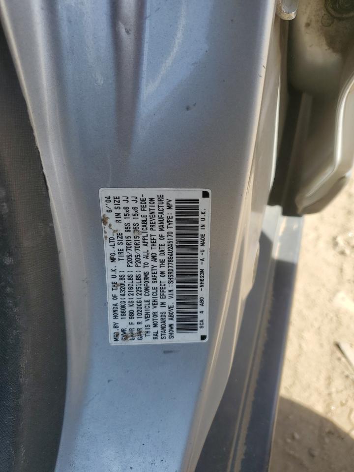 2004 Honda CR-V VIN SHSRD77894U245170 Copart auction photo, hail damage thumbnail 12