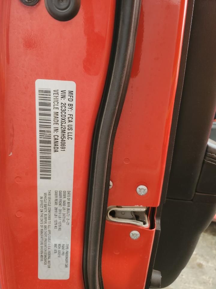 2021 Dodge Charger VIN 2C3CDXGJ2MH540691 Copart auction photo, rear end / side damage thumbnail 13