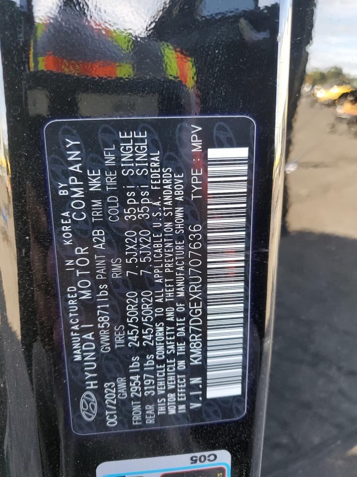 2024 Hyundai Palisade VIN KM8R7DGEXRU707636 Copart auction photo, front end / side damage thumbnail 15