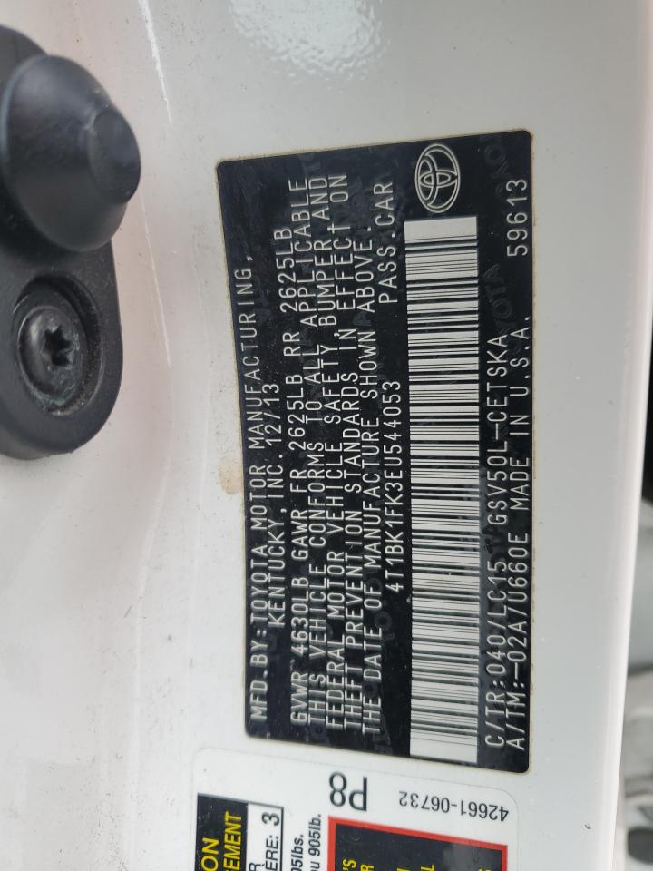 2014 Toyota Camry VIN 4T1BK1FK3EU544053 Copart auction photo, rear end / front end damage thumbnail 12