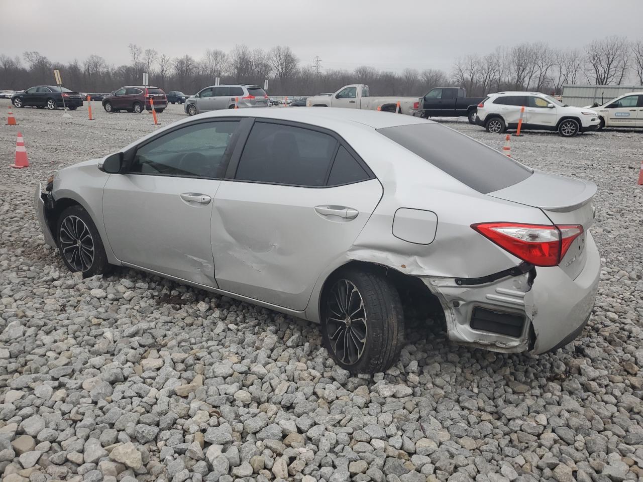 2015 Toyota Corolla VIN 2T1BURHE3FC458695 Copart auction photo, side / rear end damage thumbnail 2