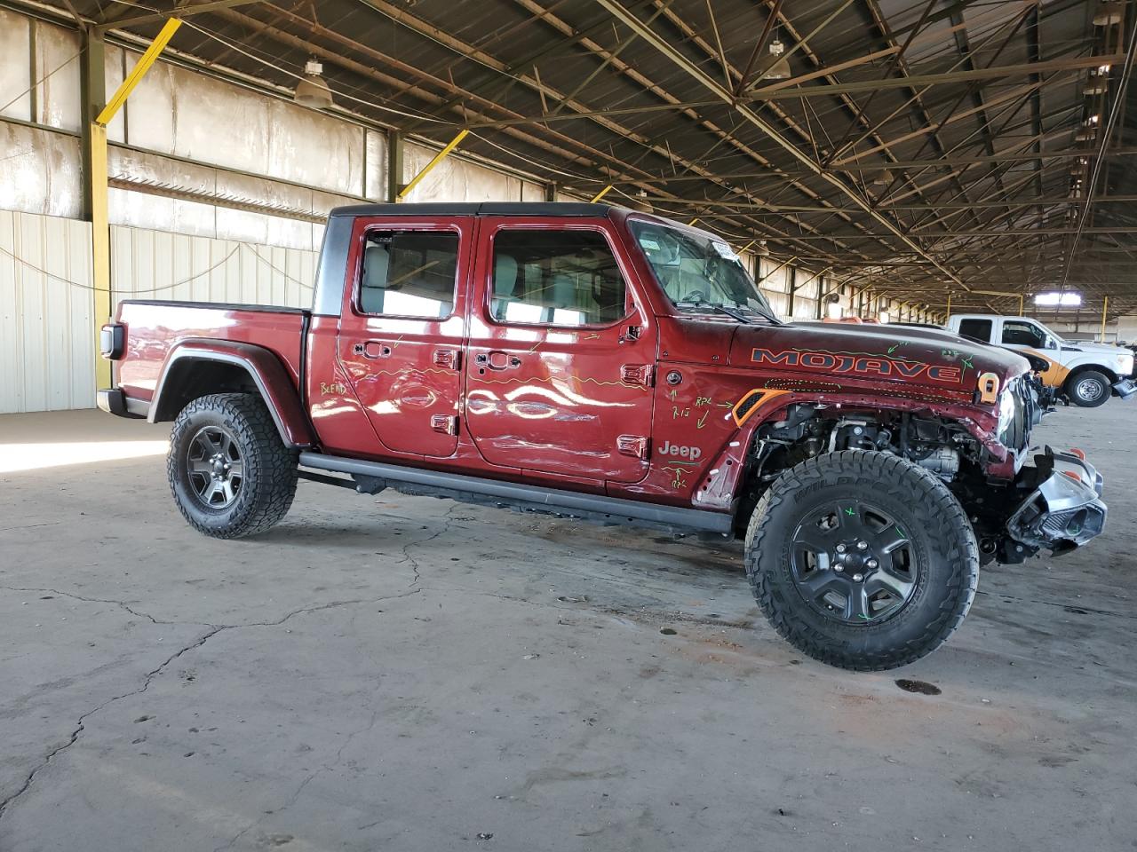 2021 Jeep Gladiator VIN 1C6JJTEG3ML589985 Copart auction photo, side / front end damage thumbnail 4