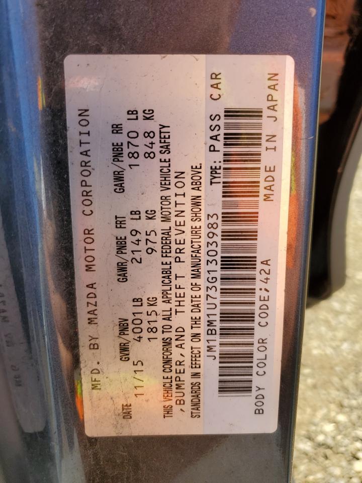 2016 Mazda 3 VIN JM1BM1U73G1303983 Copart auction photo, side damage thumbnail 12