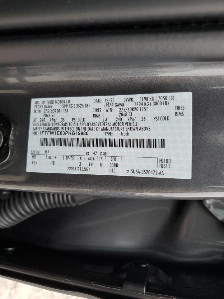 2023 Ford F-150 VIN 1FTFW1E83PKG19980 Copart auction photo, all over / undercarriage damage thumbnail 15