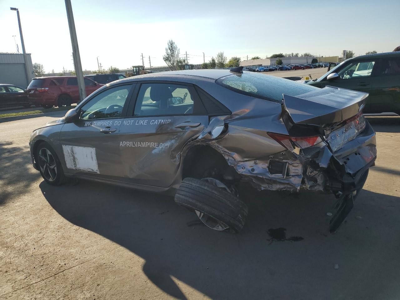 2023 Hyundai Elantra VIN KMHLS4AG4PU495585 Copart auction photo, rear end / side damage thumbnail 2