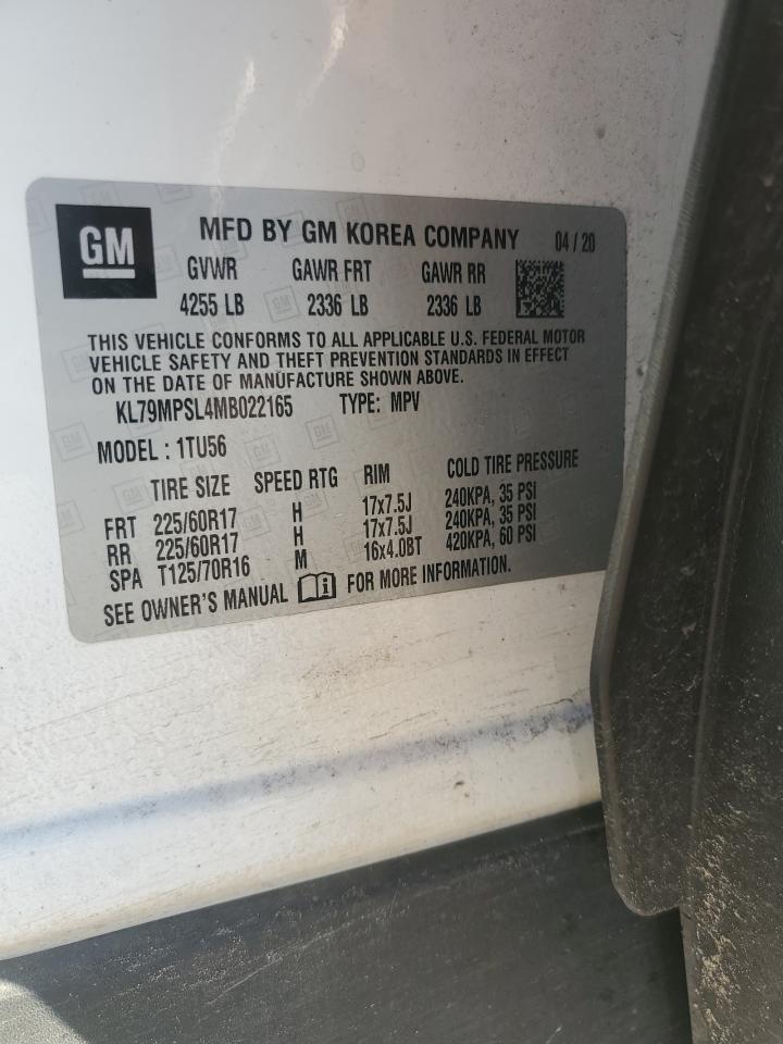 2021 Chevrolet TrailBlazer VIN KL79MPSL4MB022165 Copart auction photo, rear end damage thumbnail 14