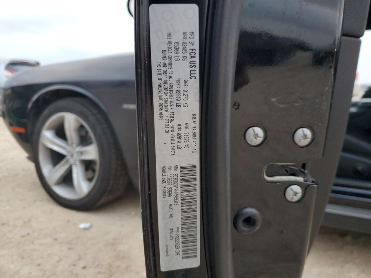 2017 Dodge Challenger VIN 2C3CDZBT0HH509319 Copart auction photo, side / minor dent/scratches damage thumbnail 12