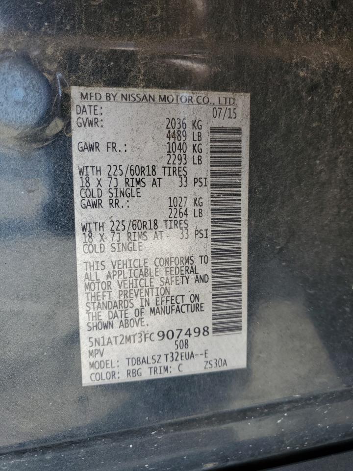 2015 Nissan Rogue VIN 5N1AT2MT3FC907498 Copart auction photo, front end damage thumbnail 16