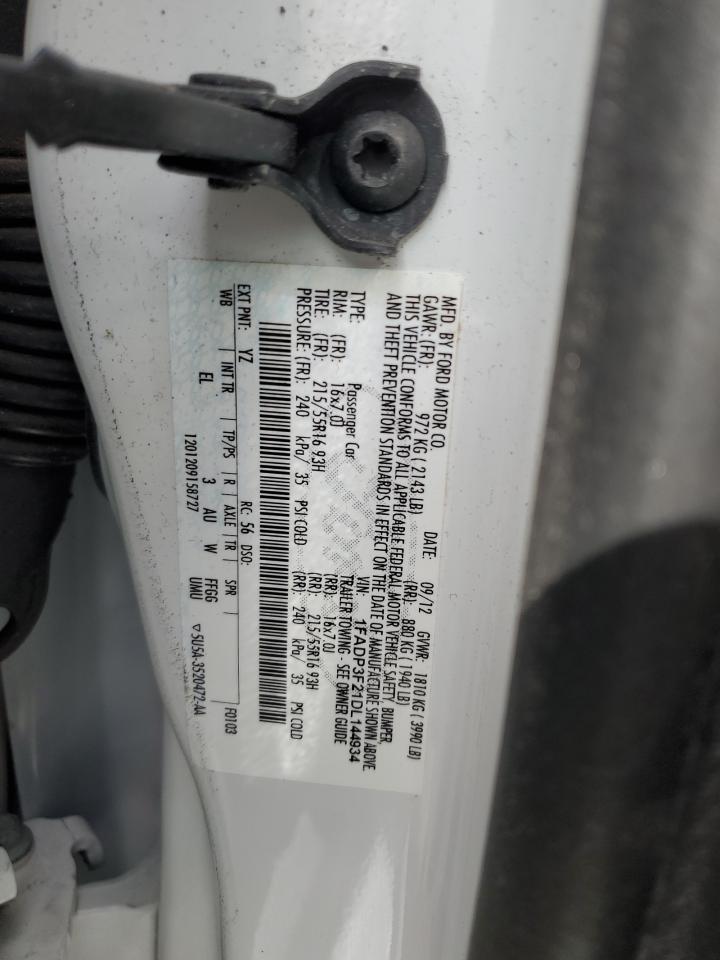 2013 Ford Focus VIN 1FADP3F21DL144934 Copart auction photo, front end damage thumbnail 14