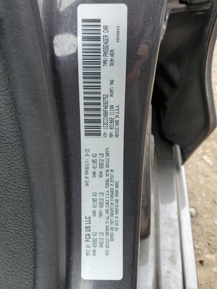 2015 Chrysler 200 VIN 1C3CCCAB0FN692752 Copart auction photo, side / rear end damage thumbnail 12