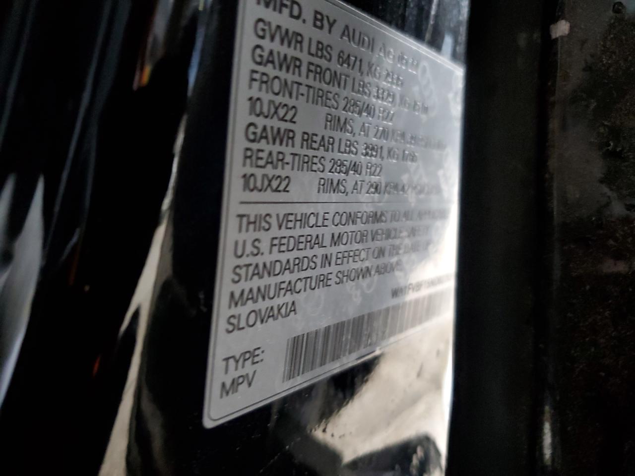 2022 Audi Q8 VIN WA1FVBF15ND027521 Copart auction photo, burn / all over damage thumbnail 14