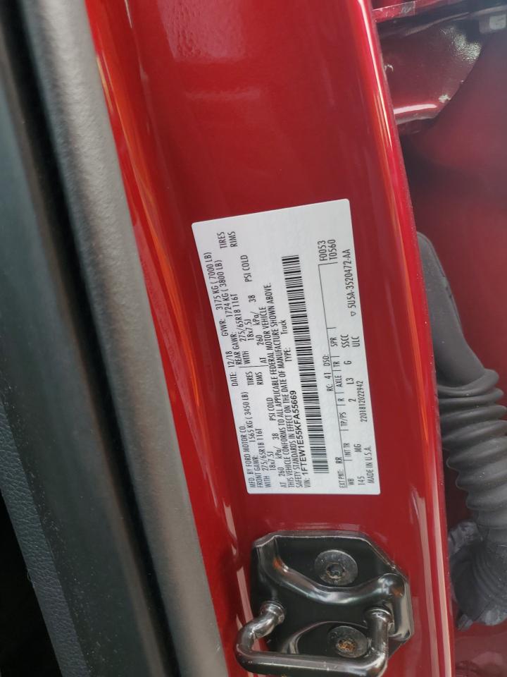 2019 Ford F-150 VIN 1FTEW1E55KFA55669 Copart auction photo, water/flood damage thumbnail 13