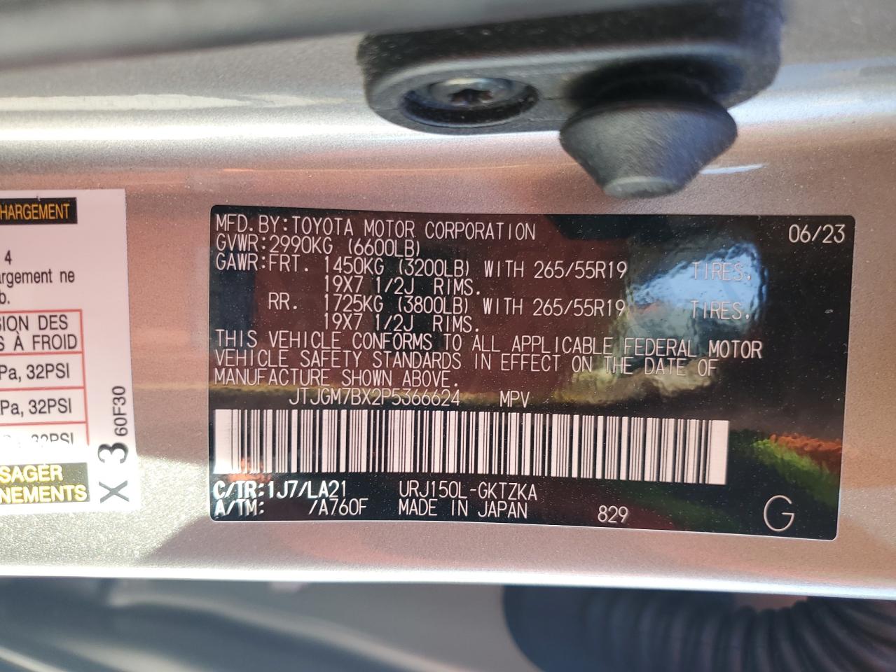 2023 Lexus GX VIN JTJGM7BX2P5366624 Copart auction photo, front end damage thumbnail 15