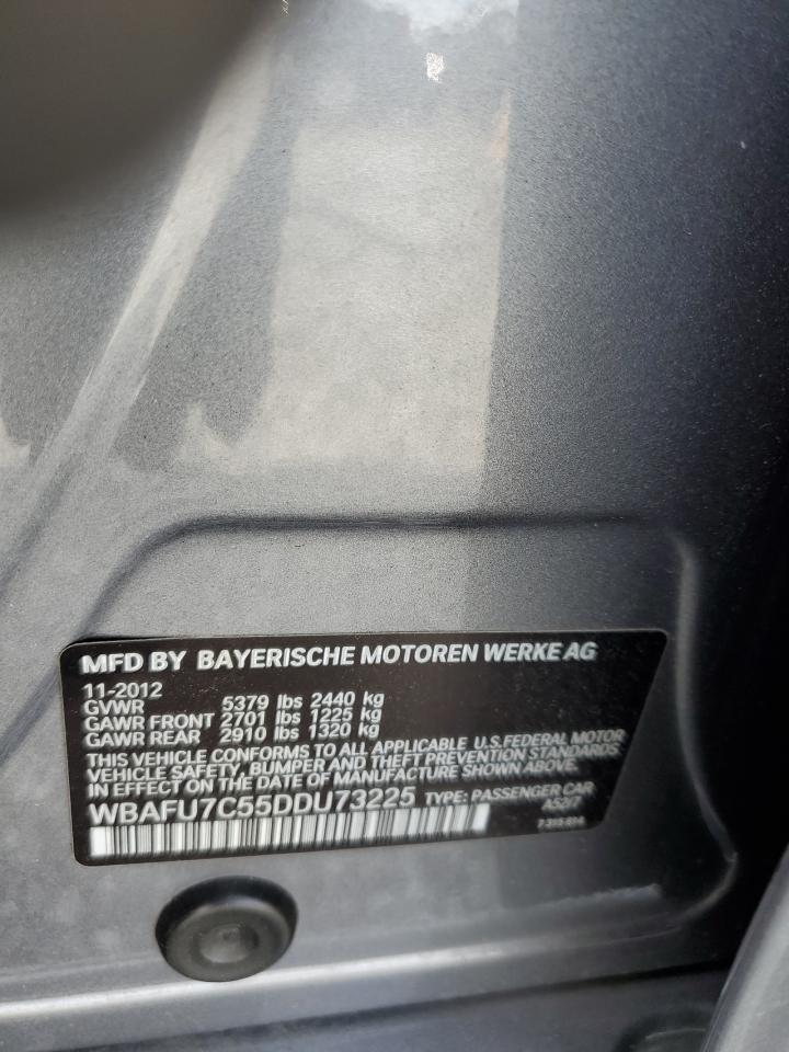 2013 BMW 5er VIN WBAFU7C55DDU73225 Copart auction photo, front end damage thumbnail 12