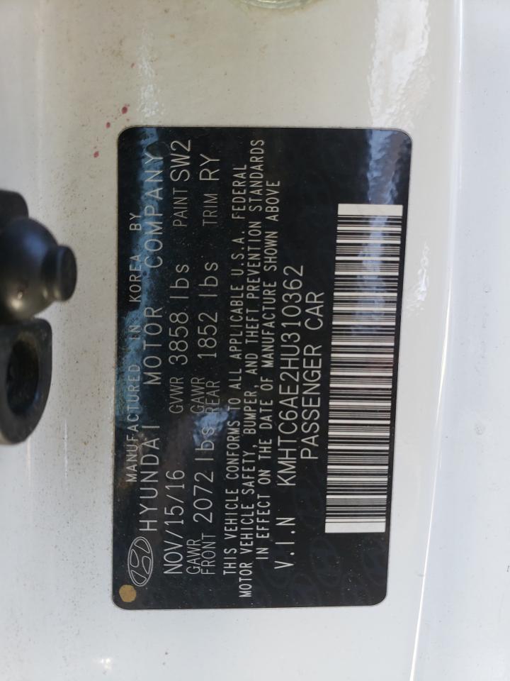 2017 Hyundai Veloster VIN KMHTC6AE2HU310362 Copart auction photo, rear end / side damage thumbnail 14