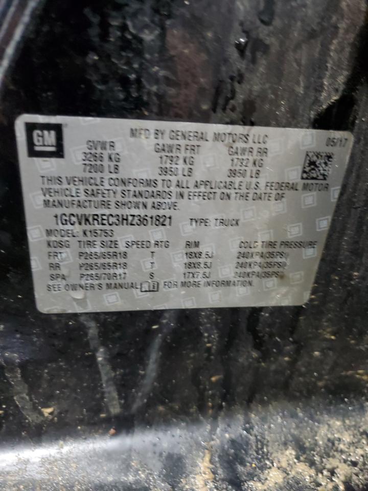2017 Chevrolet Silverado VIN 1GCVKREC3HZ361821 Copart auction photo, front end / minor dent/scratches damage thumbnail 13