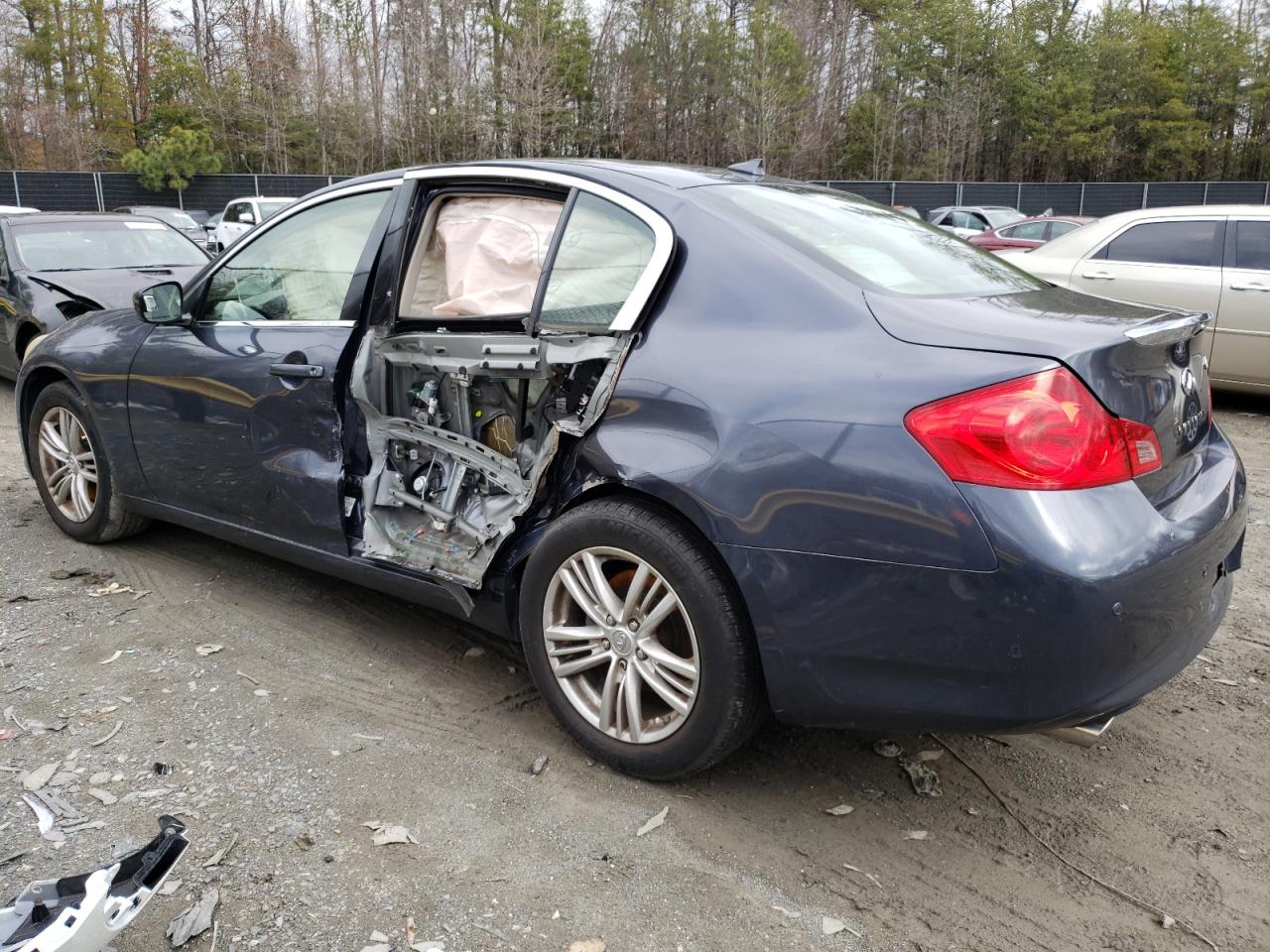 2012 Infiniti G VIN JN1CV6AR5CM970084 Copart auction photo, side / vandalism damage thumbnail 2